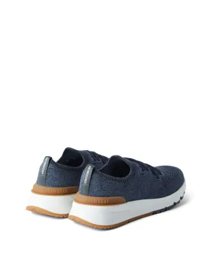 Brunello Cucinelli メッシュニット レースアップスニーカー - ブルー - サムネイル3