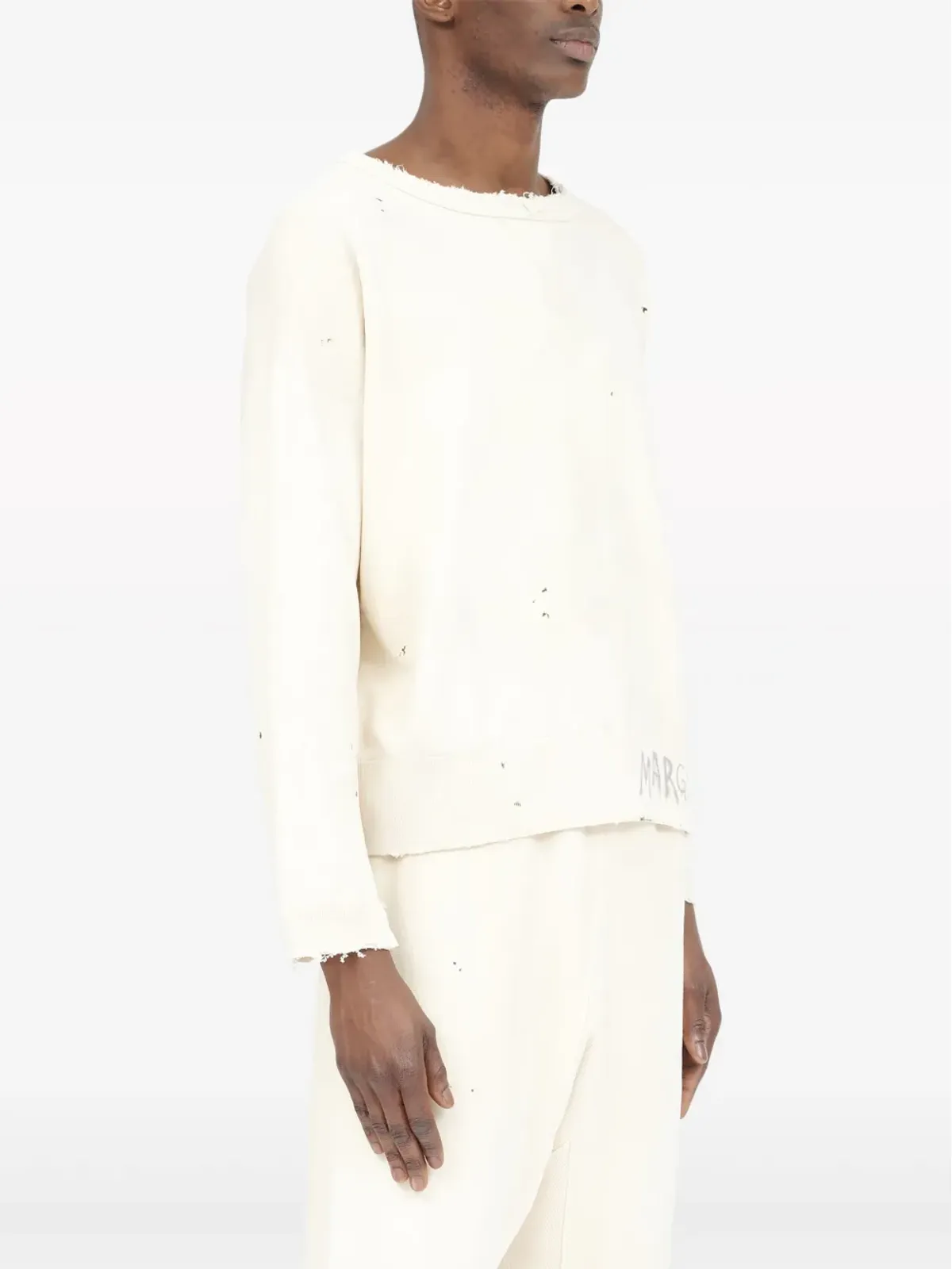 Maison Margiela 手書き風 コットン スウェットシャツ - ホワイト - 画像3