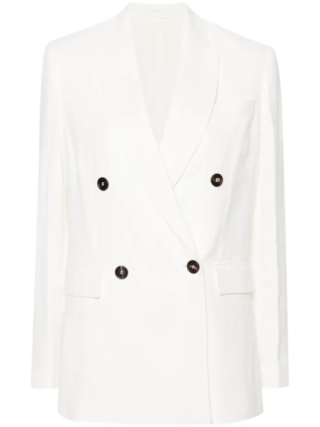 Brunello Cucinelli Brunello Cucinelli ピークドラペル ダブルブレスト ブレザー ホワイトの商品画像