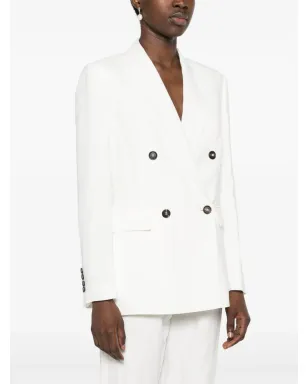 Brunello Cucinelli ピークドラペル ダブルブレスト ブレザー ホワイト - サムネイル3