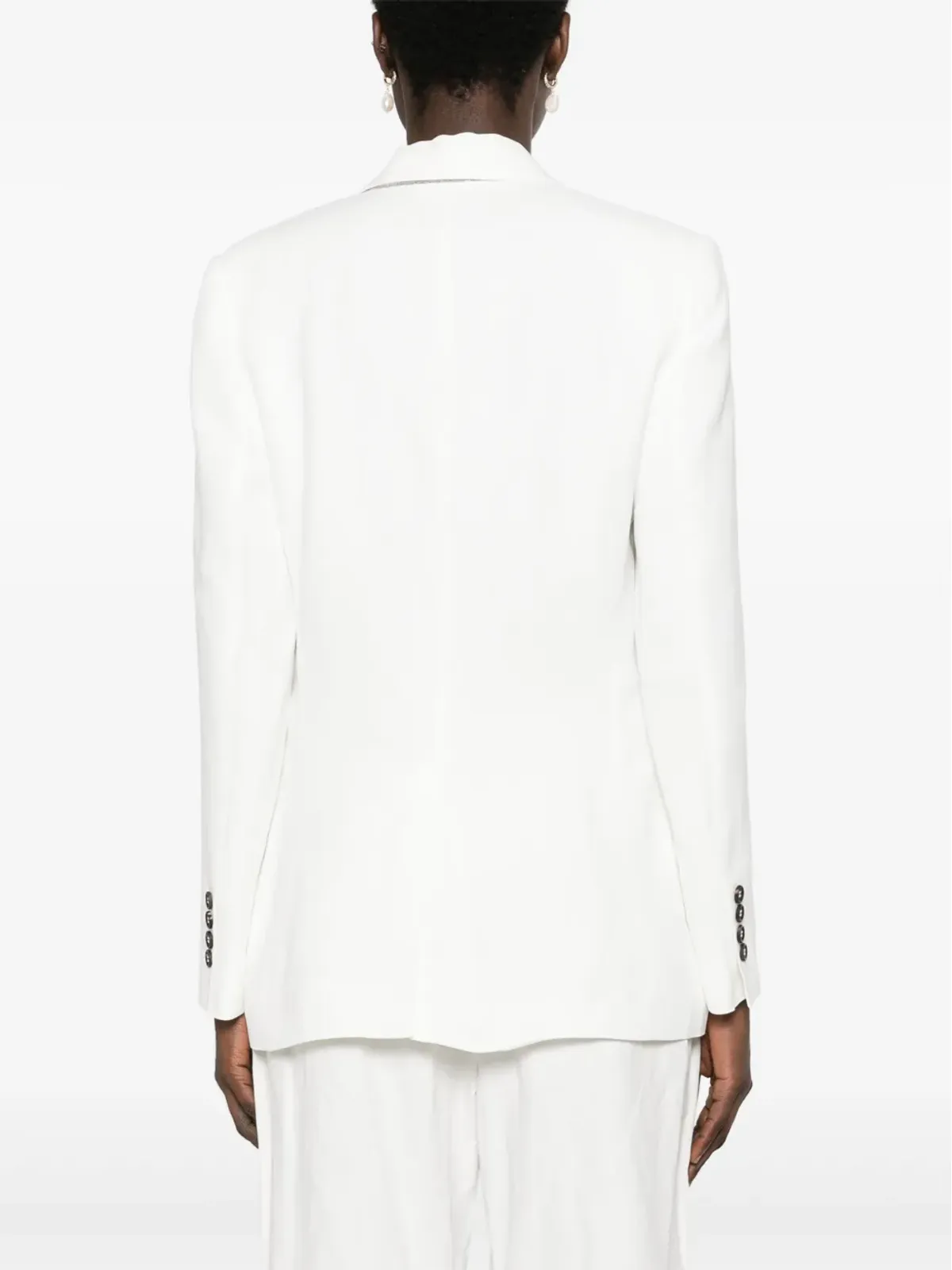 Brunello Cucinelli ピークドラペル ダブルブレスト ブレザー ホワイト - 画像4