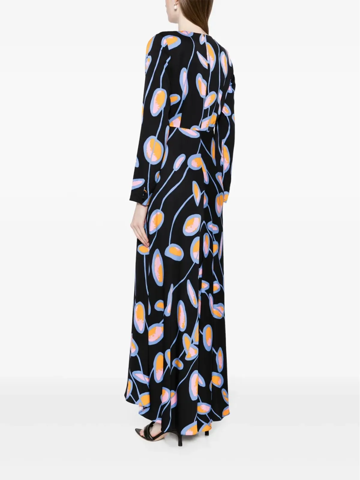 DVF Landira フローラルプリント マキシドレス ブラック - 画像4