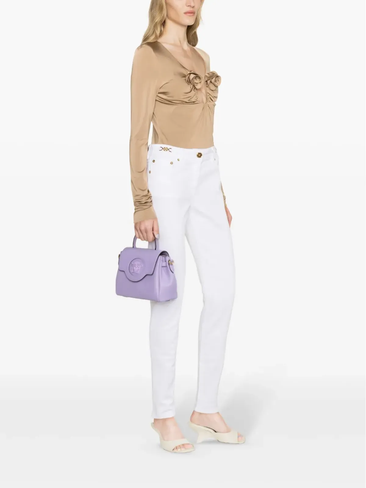 Versace メデューサ・プレート付きスキニージーンズ - White - 画像4