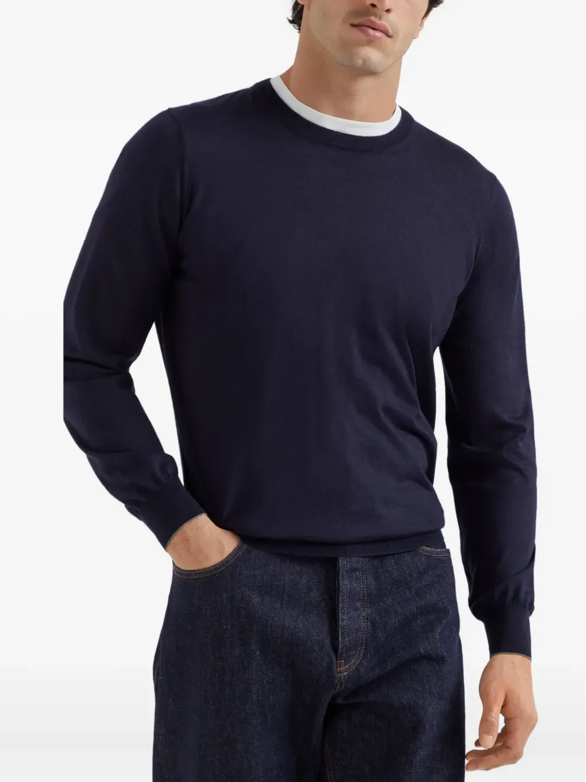 Brunello Cucinelli クルーネック ロングスリーブ セーター - ブルー - 画像3