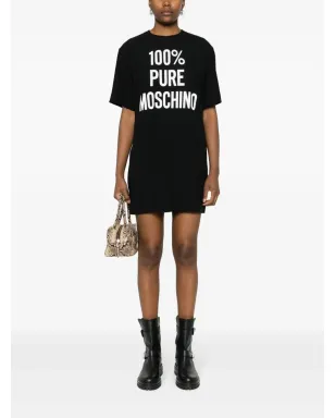 Moschino ロゴプリント入りサテンミニドレス ブラック - サムネイル2