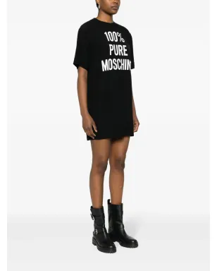 Moschino ロゴプリント入りサテンミニドレス ブラック - サムネイル3