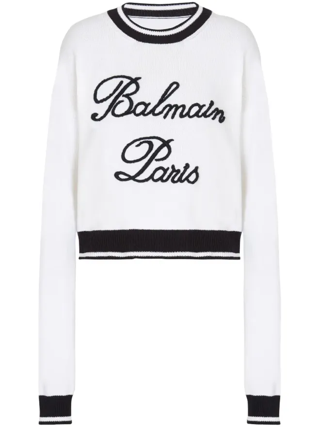 BALMAIN Balmain ロゴ刺繍 クルーネック ニットの商品画像