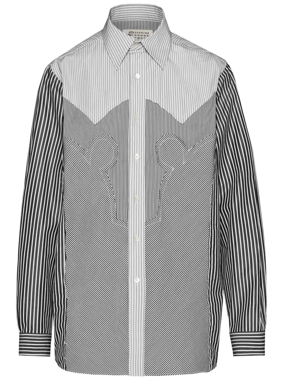 Maison Margiela ヨーク付きストライプシャツ ブラック - 画像1