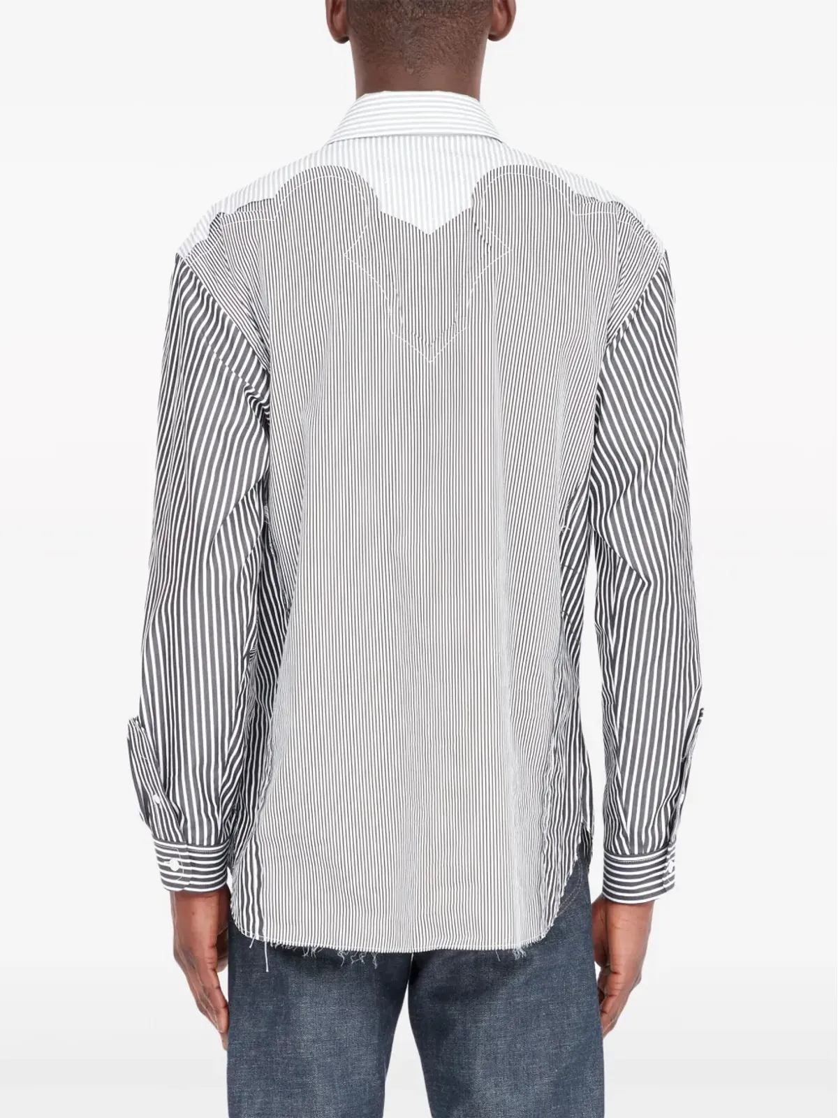 Maison Margiela ヨーク付きストライプシャツ ブラック - 画像5