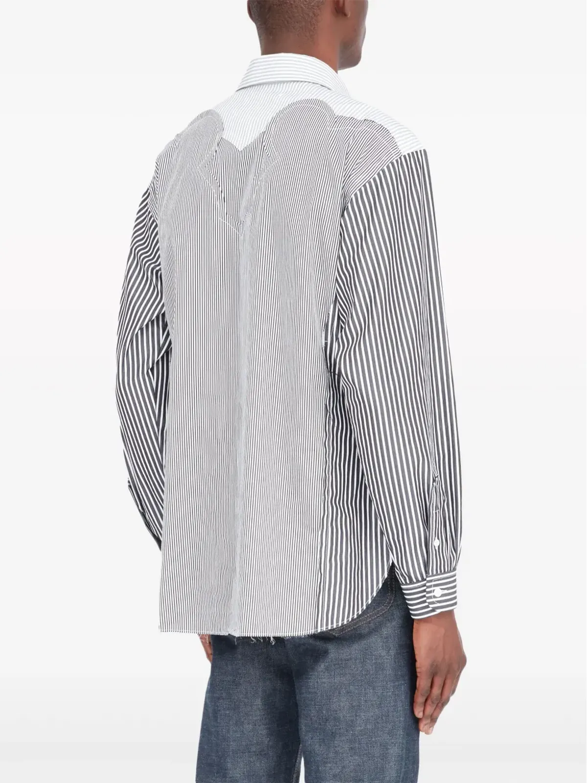 Maison Margiela ヨーク付きストライプシャツ ブラック - 画像4