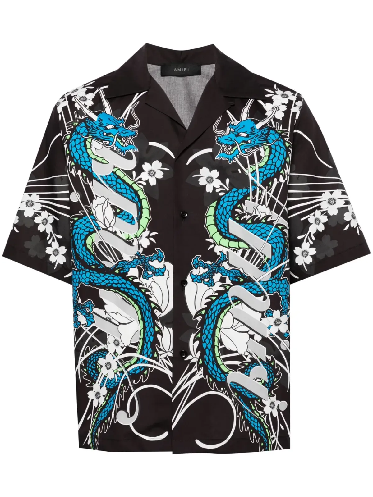 AMIRI ドラゴンプリント ボウリングシャツ - ブラック - 画像1