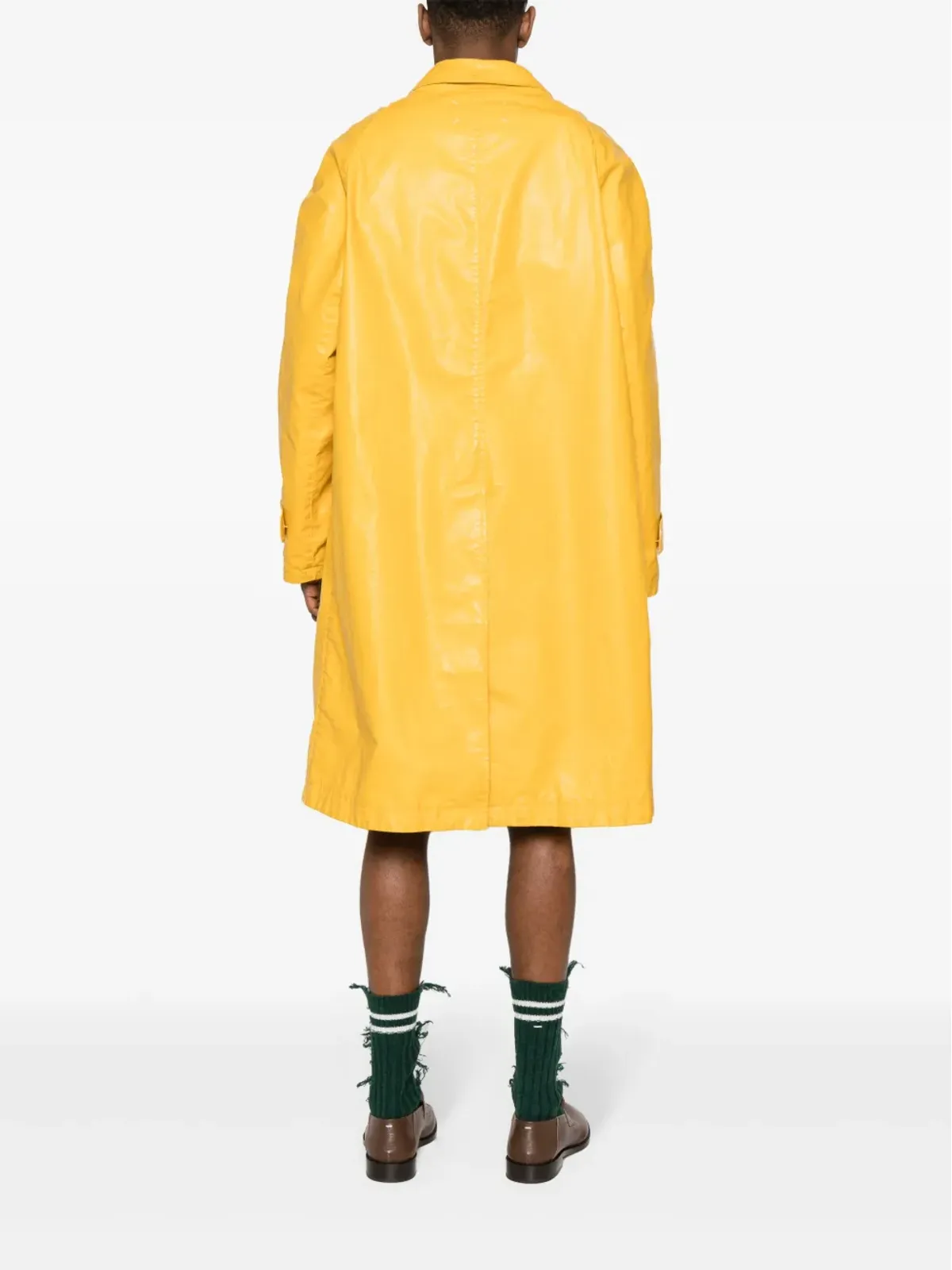 Maison Margiela ダメージ加工 ロングトレンチコート イエロー - 画像4