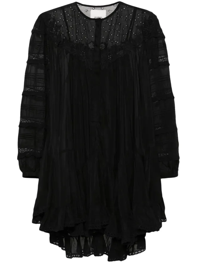 Isabel Marant ISABEL MARANT ジリアン ブロderie-anglaise ミディドレス - ブラックの商品画像