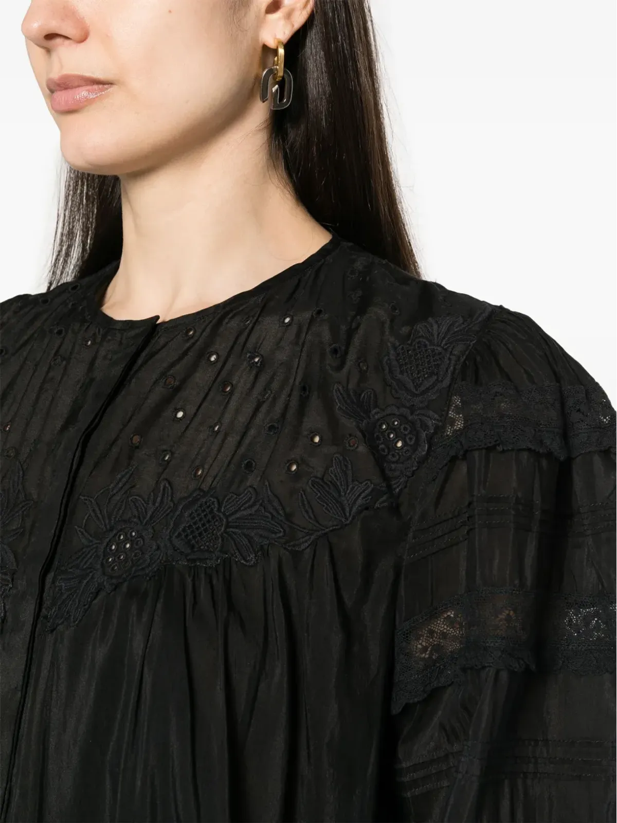 ISABEL MARANT ジリアン ブロderie-anglaise ミディドレス - ブラック - 画像5