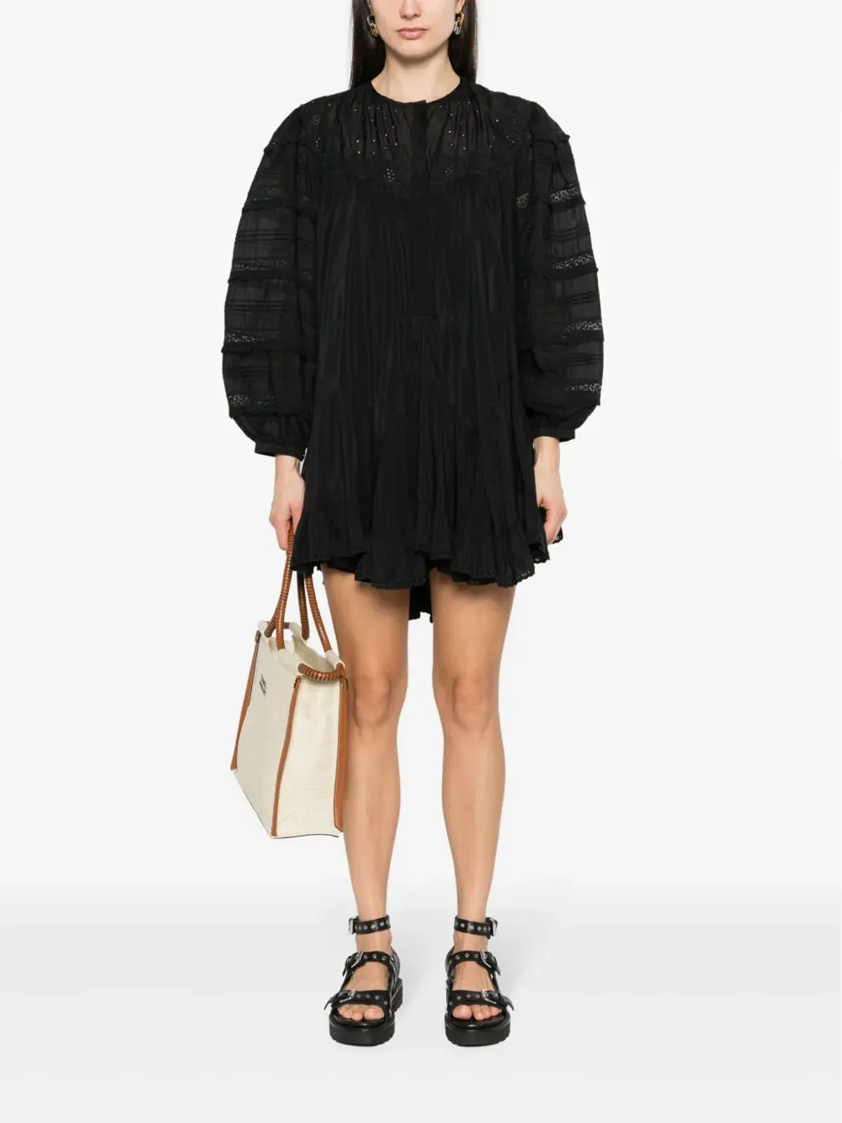 ISABEL MARANT ジリアン ブロderie-anglaise ミディドレス - ブラック - 画像2
