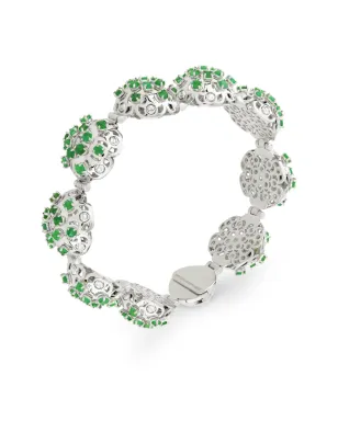 Officina Bernardi 18Kホワイトゴールド ダマスコ エメラルド＆ダイヤモンド ブレスレット - サムネイル1