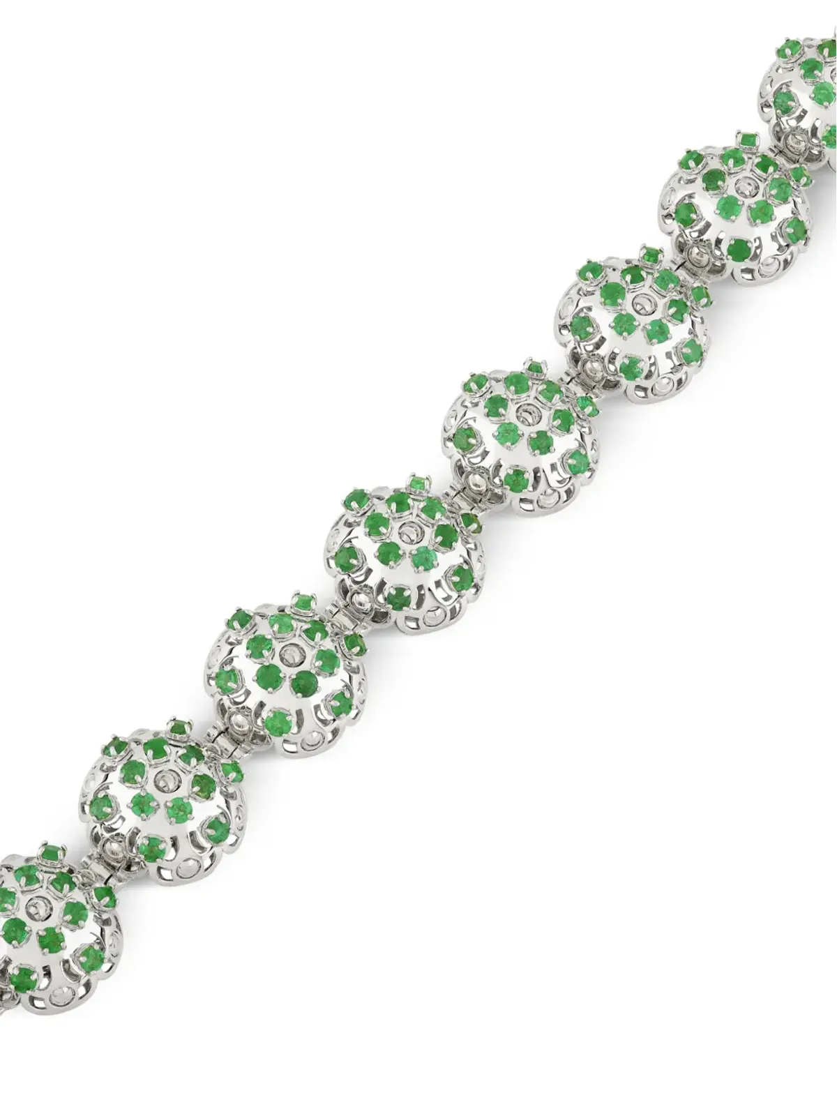 Officina Bernardi 18Kホワイトゴールド ダマスコ エメラルド＆ダイヤモンド ブレスレット - 画像2