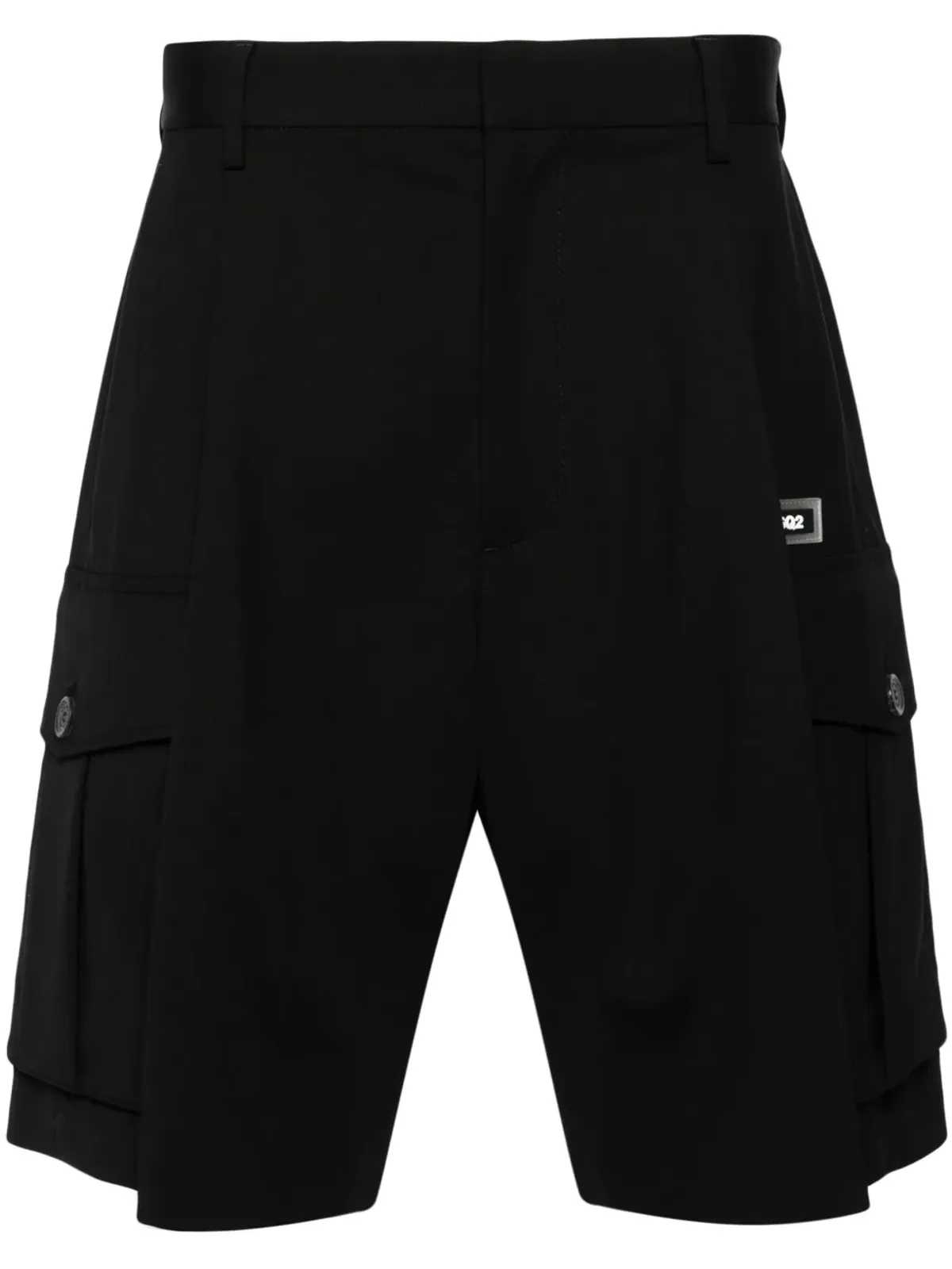 DSQUARED2 プリーツ入り バージンウール カーゴショーツ - ブラック - 画像1