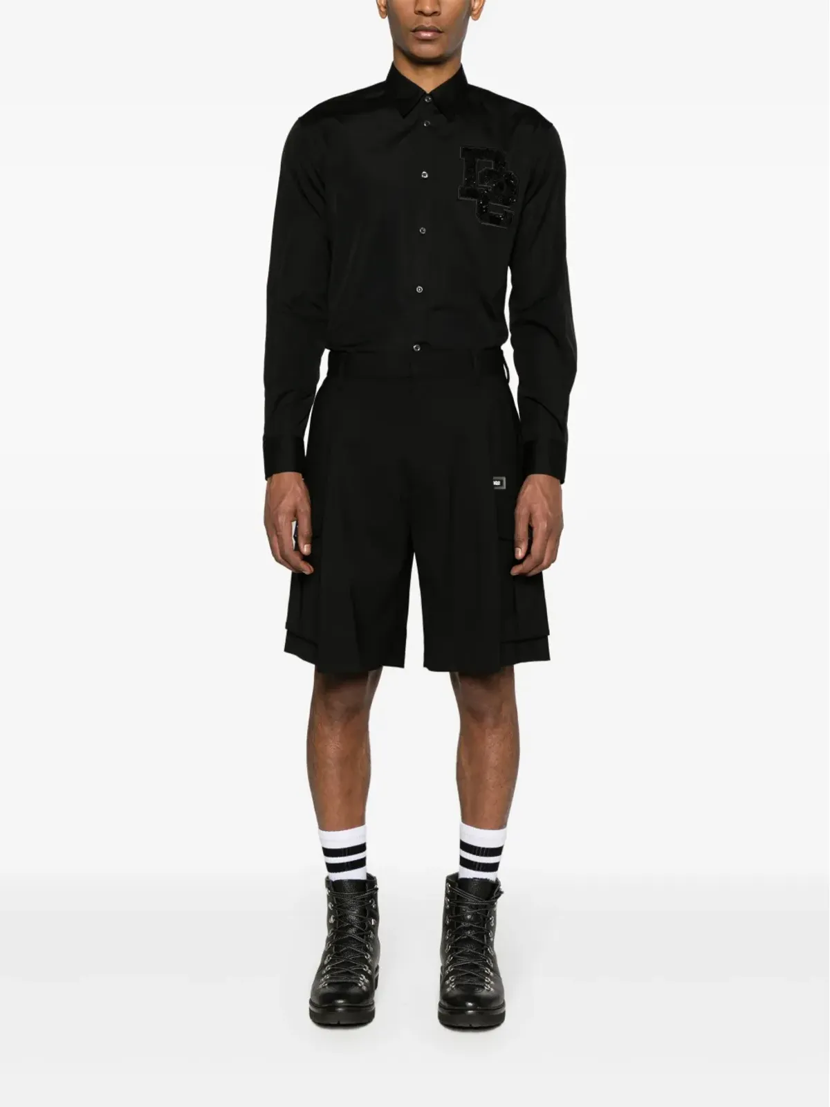 DSQUARED2 プリーツ入り バージンウール カーゴショーツ - ブラック - 画像2