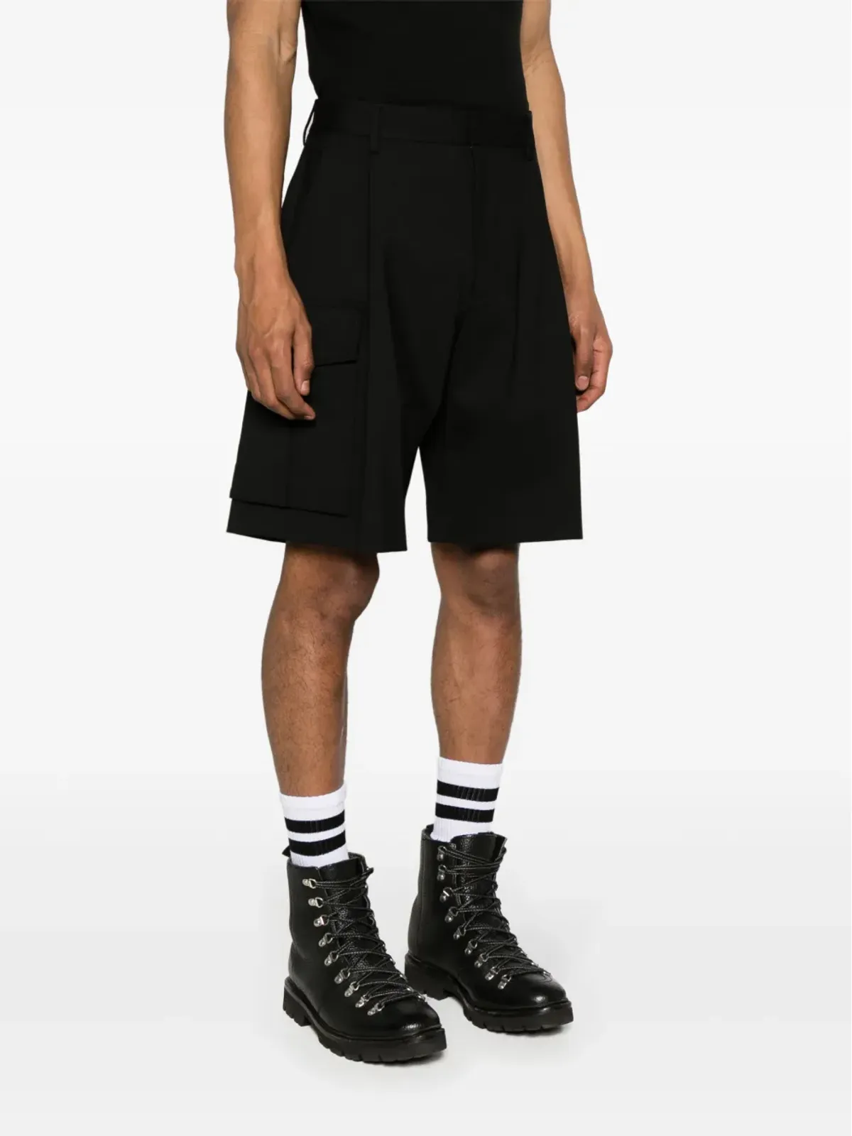 DSQUARED2 プリーツ入り バージンウール カーゴショーツ - ブラック - 画像3