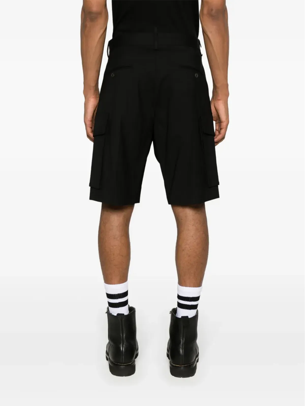 DSQUARED2 プリーツ入り バージンウール カーゴショーツ - ブラック - 画像4