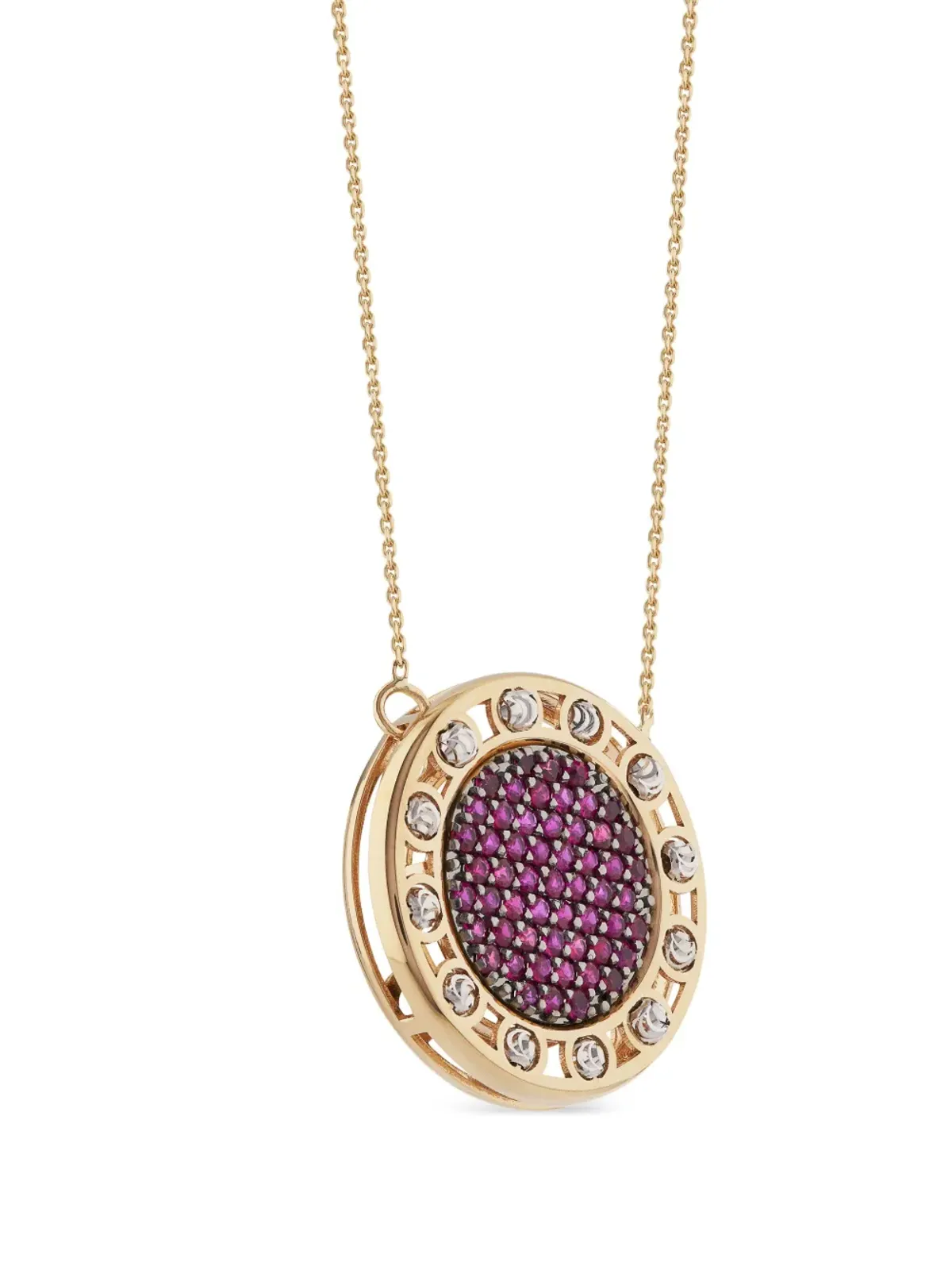 Officina Bernardi 18kt イエローゴールド 大ぶり SenzaTempo ルビーとダイヤモンド ネックレス - 画像2
