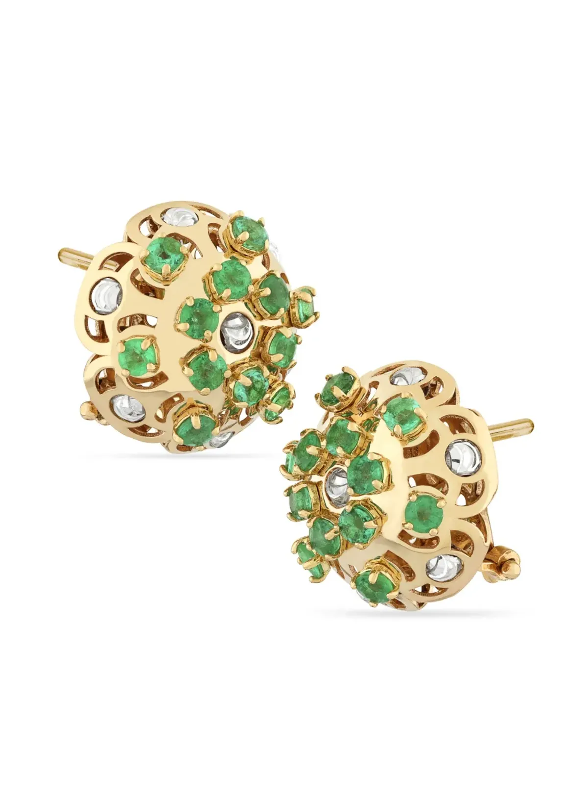 Officina Bernardi 18kt イエローゴールド ダマスコエメラルド イヤリング - 画像2