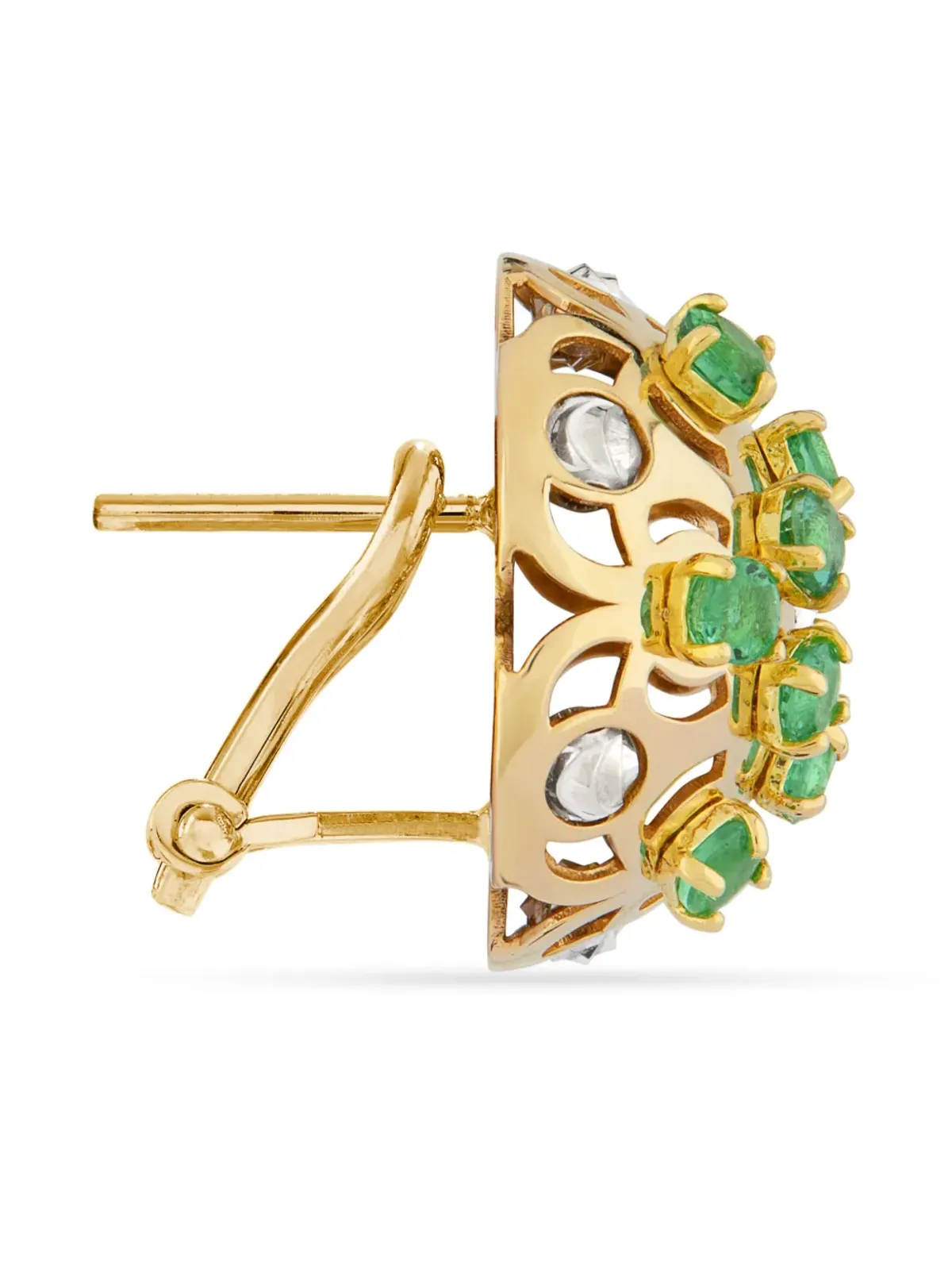 Officina Bernardi 18kt イエローゴールド ダマスコエメラルド イヤリング - 画像3
