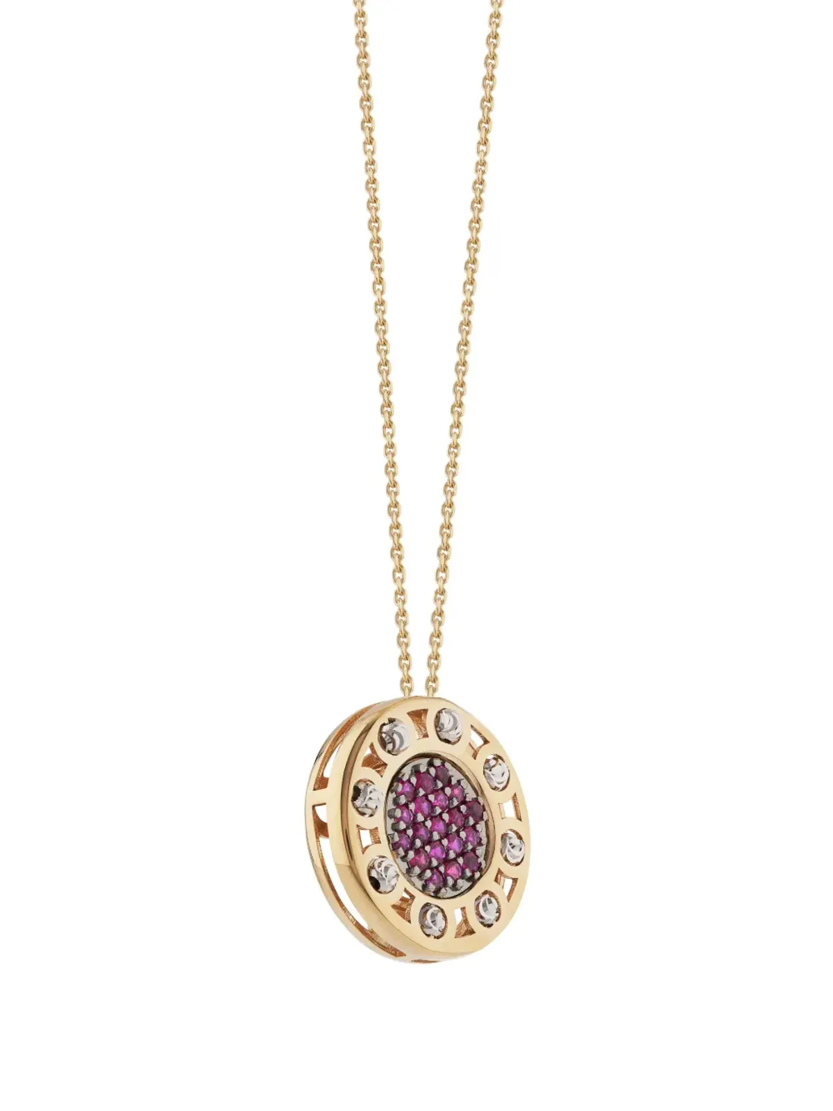 Officina Bernardi 18kt イエローゴールド ルビーとダイヤモンド ネックレス - 画像2