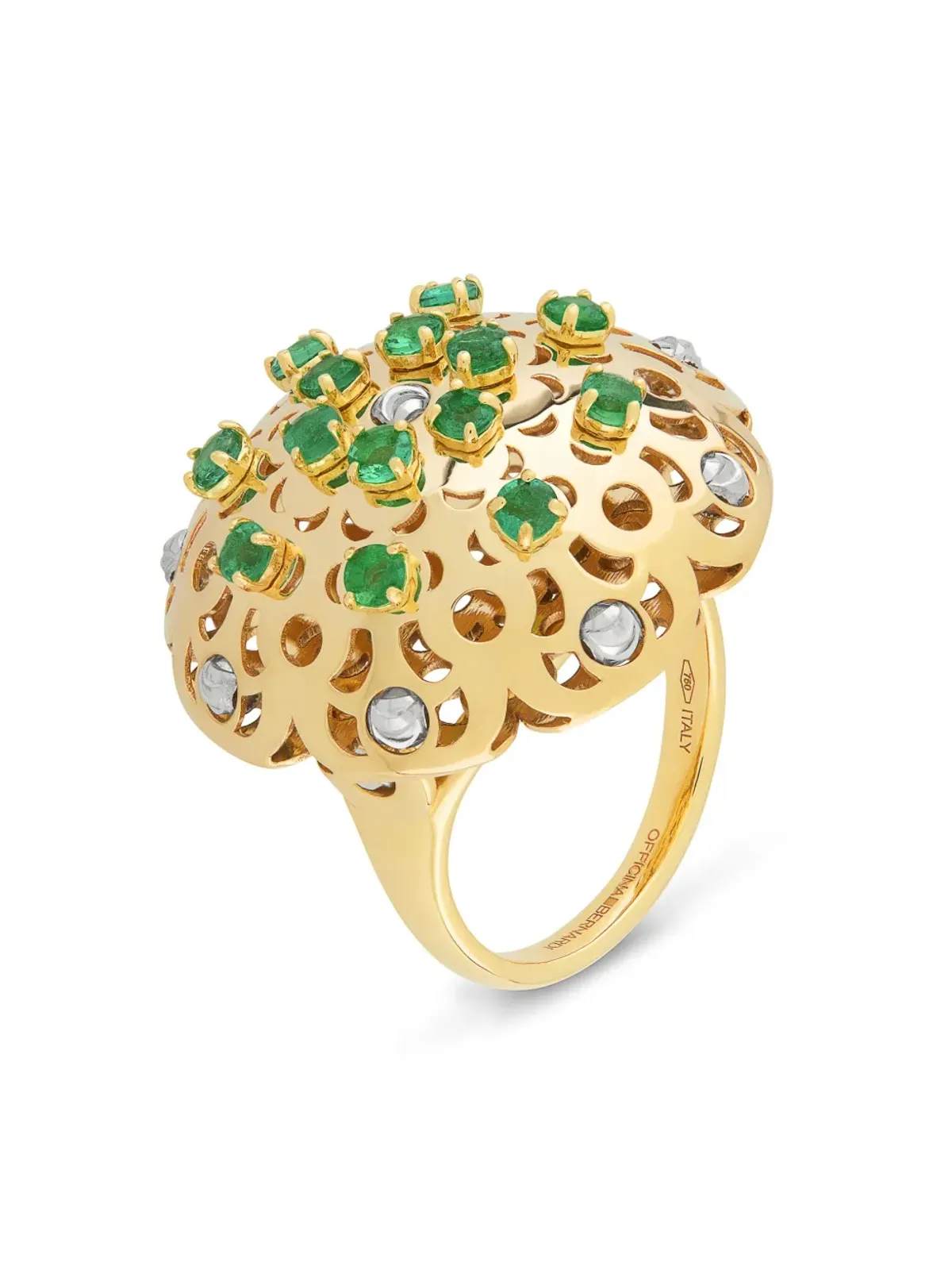 Officina Bernardi 18kt イエローゴールド 大粒ダマスコエメラルドリング - 画像2