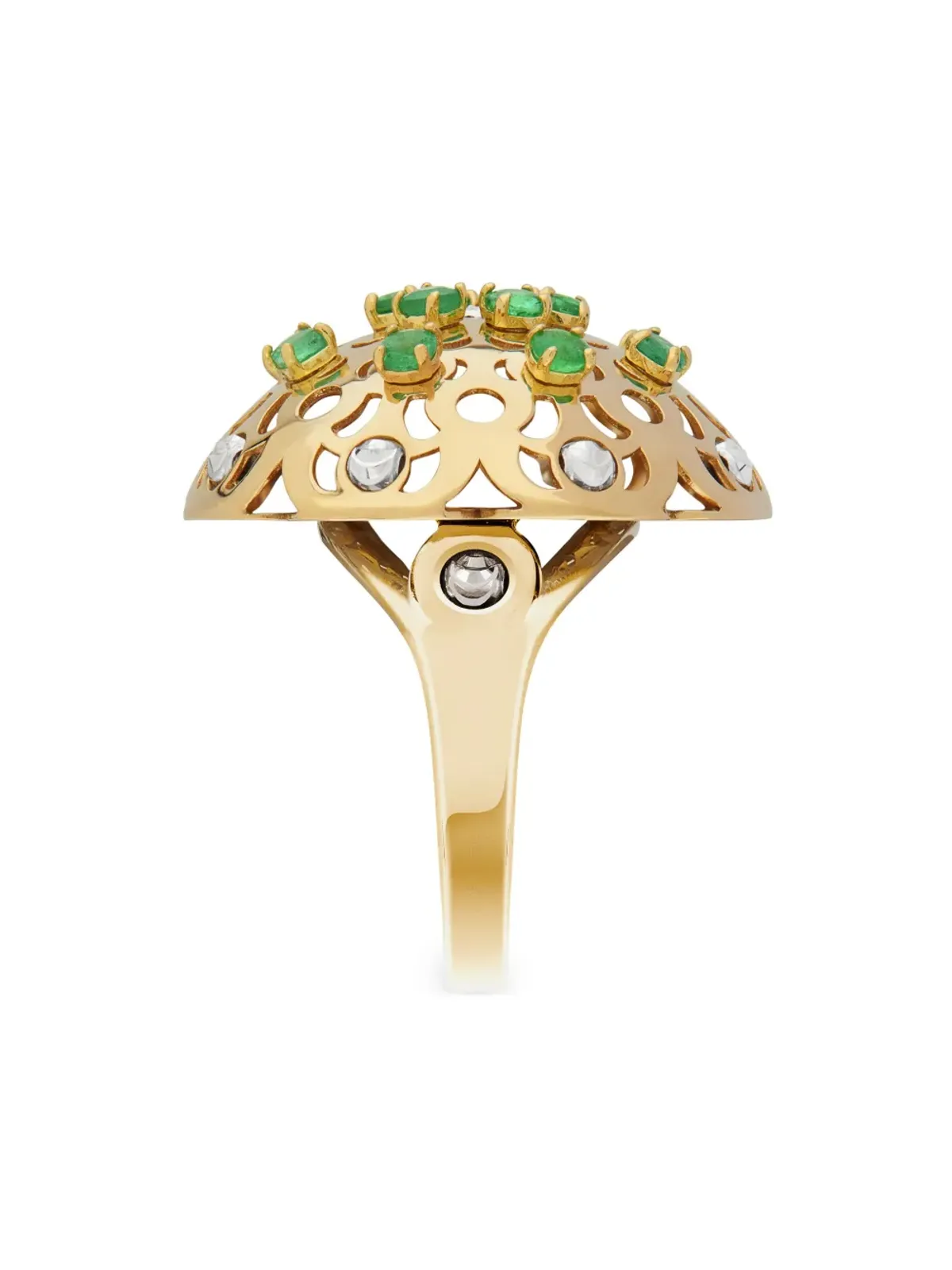 Officina Bernardi 18kt イエローゴールド 大粒ダマスコエメラルドリング - 画像3