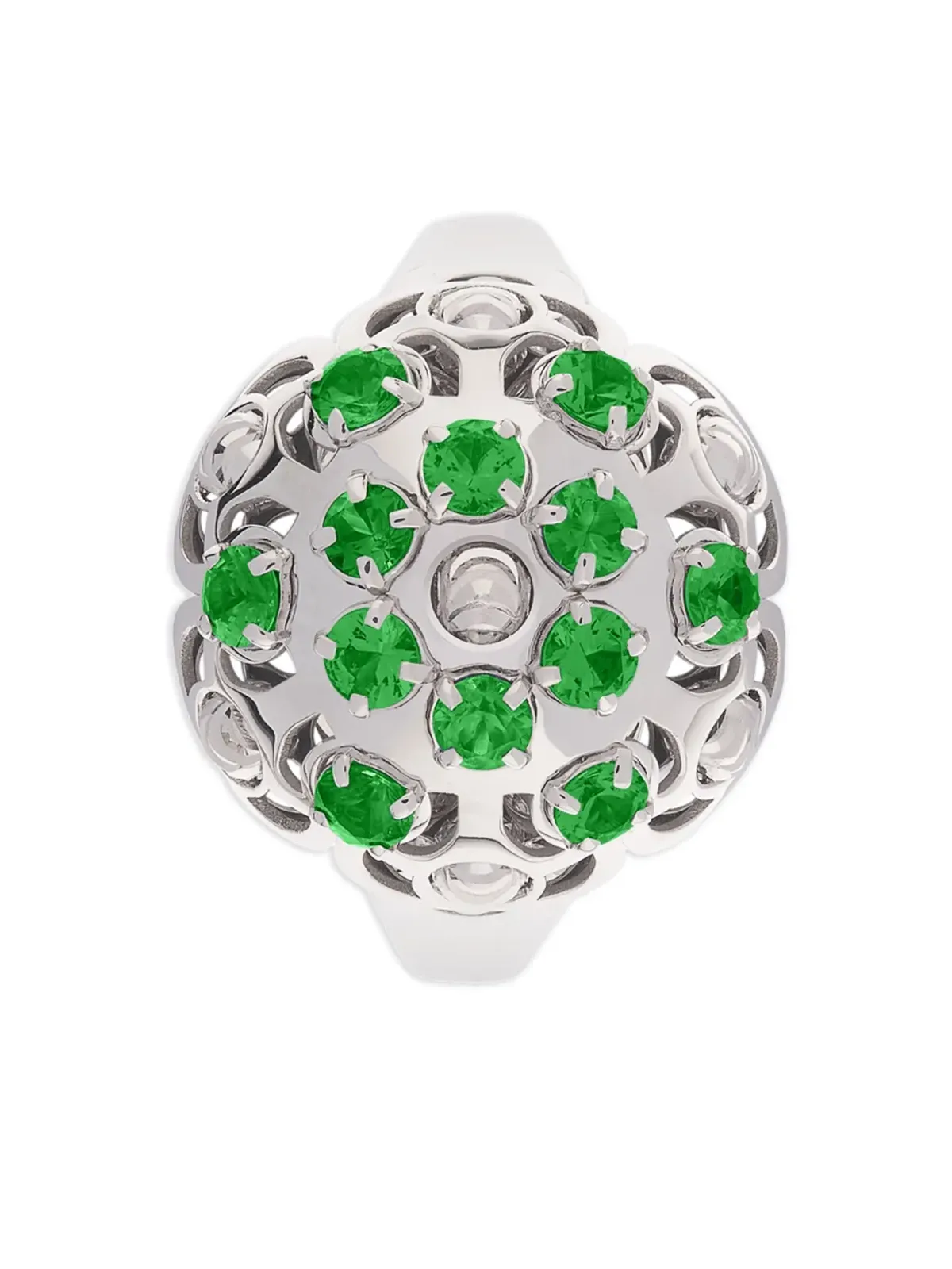 Officina Bernardi 18ktホワイトゴールド ダマスコエメラルドリング - 画像2