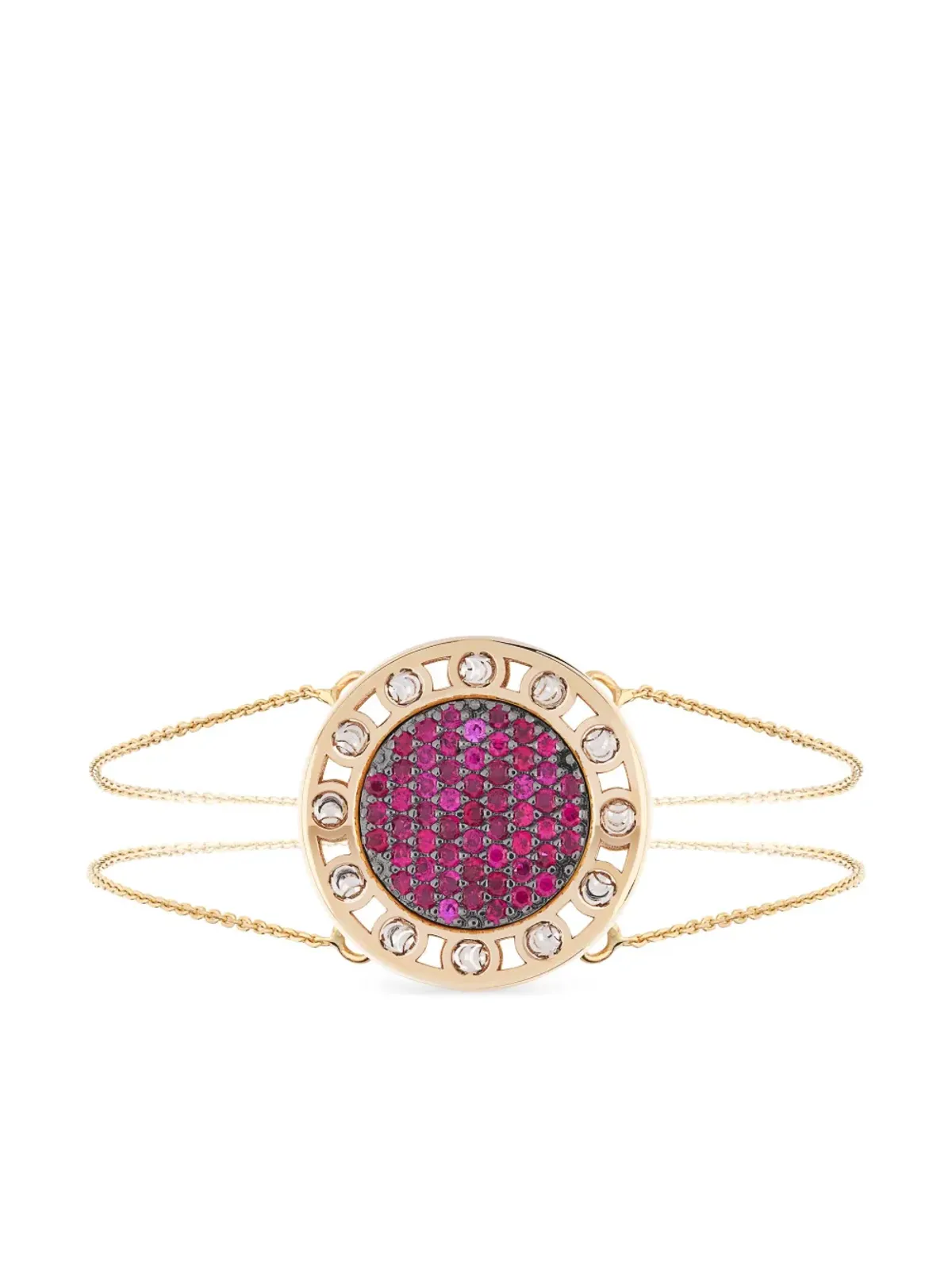 Officina Bernardi 18kt イエローゴールド大ぶり SenzaTempo ルビーとダイヤモンド ブレスレット - 画像1