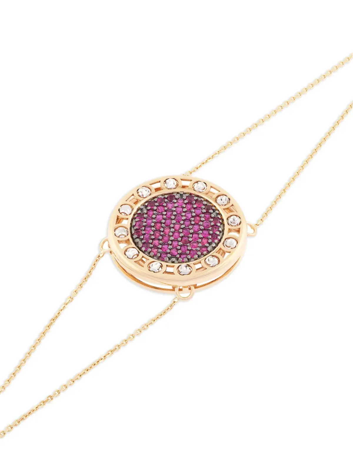 Officina Bernardi 18kt イエローゴールド大ぶり SenzaTempo ルビーとダイヤモンド ブレスレット - 画像3