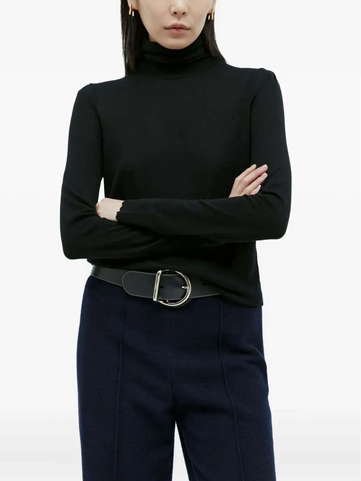 Chloé 円形バックル レザー ベルト - ブラック - 画像1