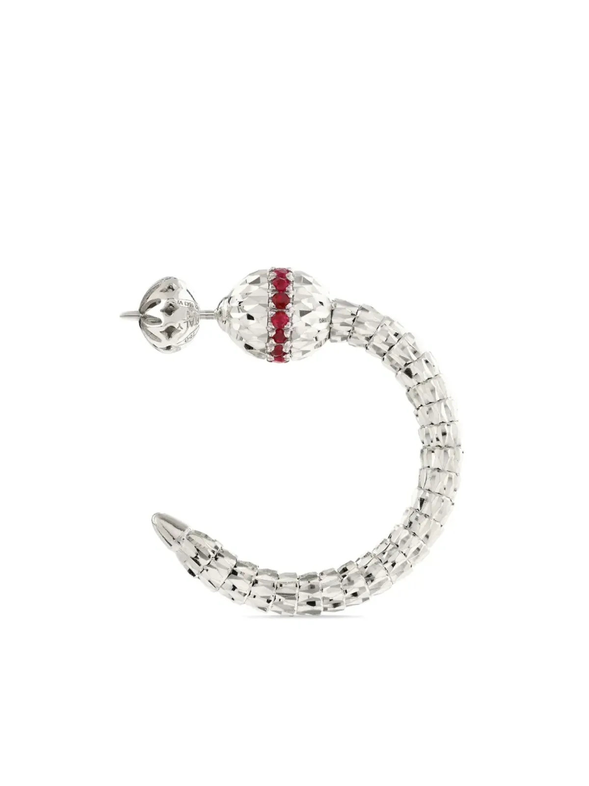 Officina Bernardi 18Kホワイトゴールド Ophidia ルビー フープピアス - シルバー - 画像2