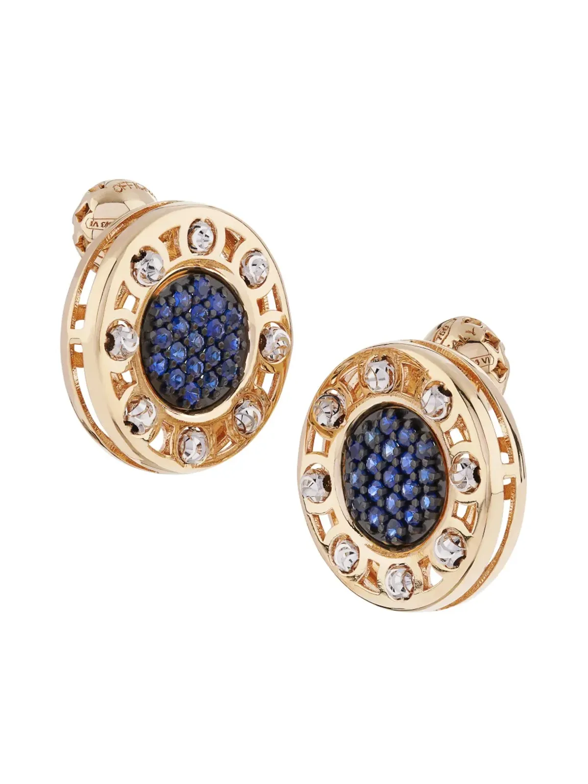 Officina Bernardi 18kt イエローゴールドと 18kt ホワイトゴールド センザテンポ サファイア イヤリング - 画像2