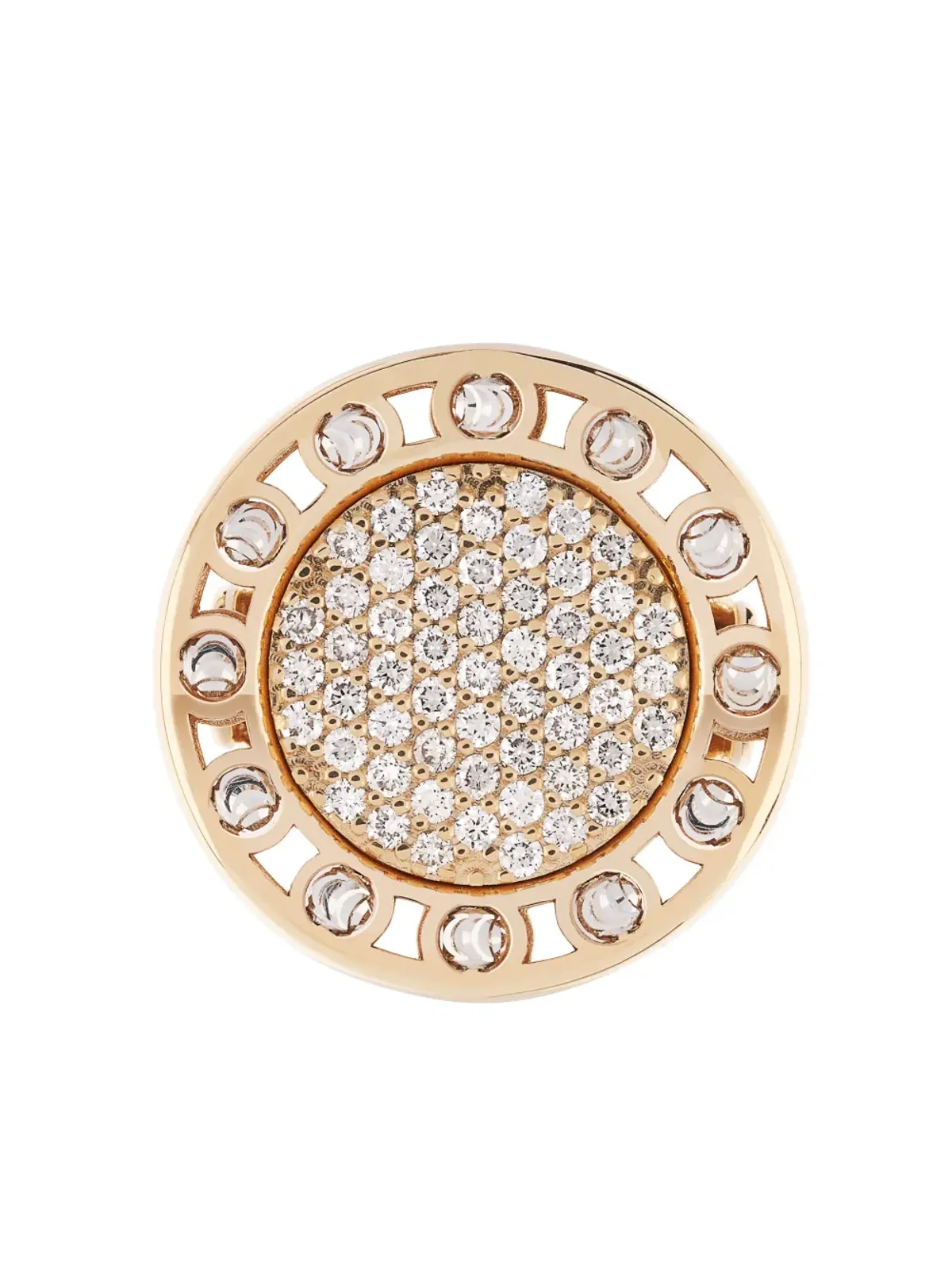 Officina Bernardi 18K イエローゴールドとホワイトゴールドの小さなSenzaTempo ダイヤモンドリング - 画像2