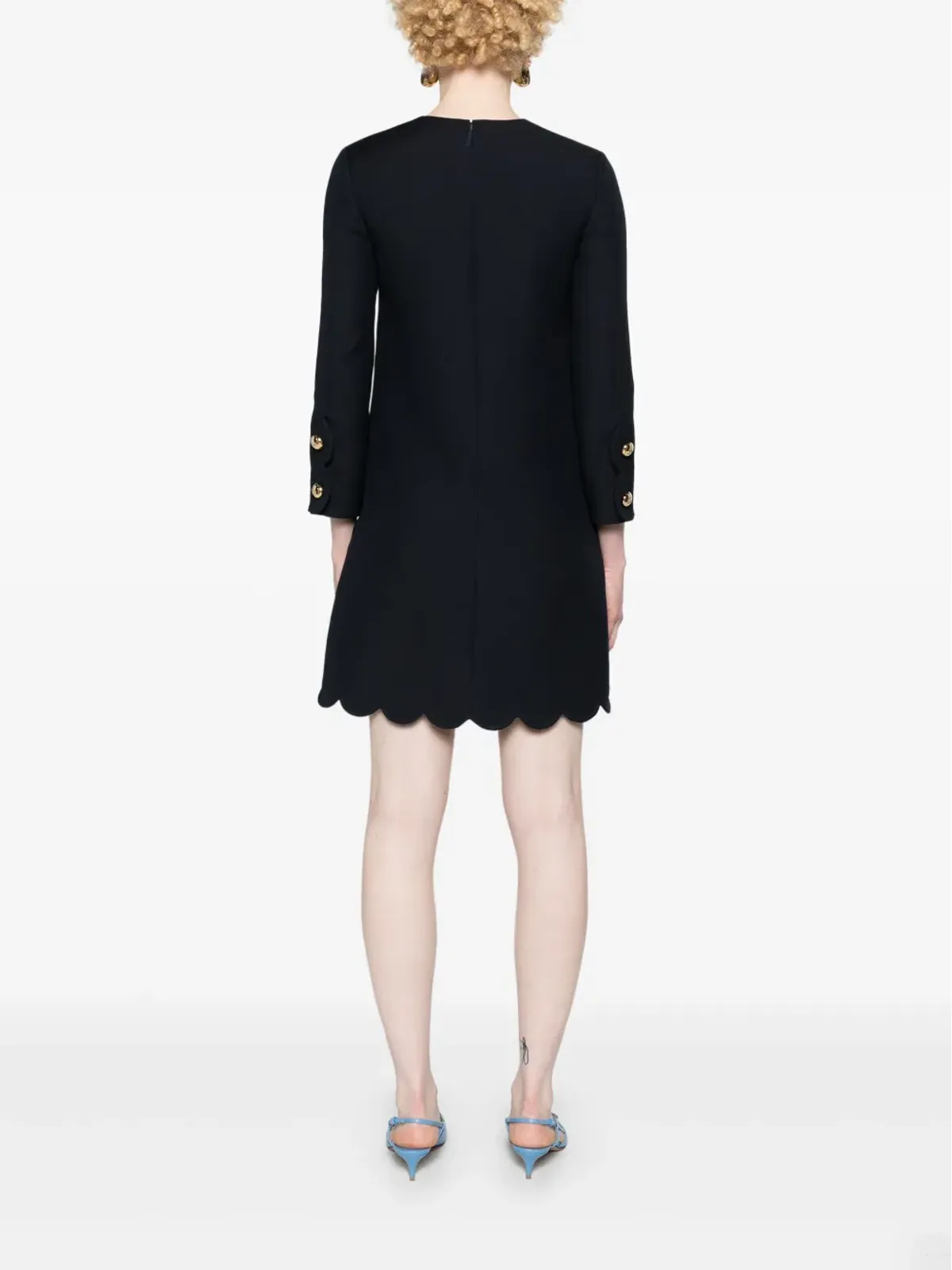Valentino Garavani バージンウールとシルク混紡のシフトミニドレス - ブルー - 画像4