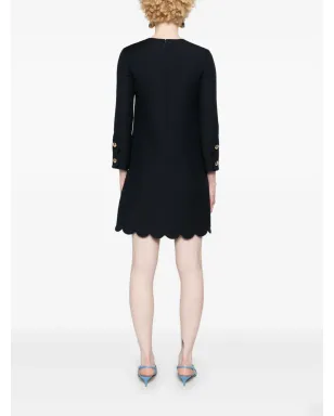 Valentino Garavani バージンウールとシルク混紡のシフトミニドレス - ブルー - サムネイル4