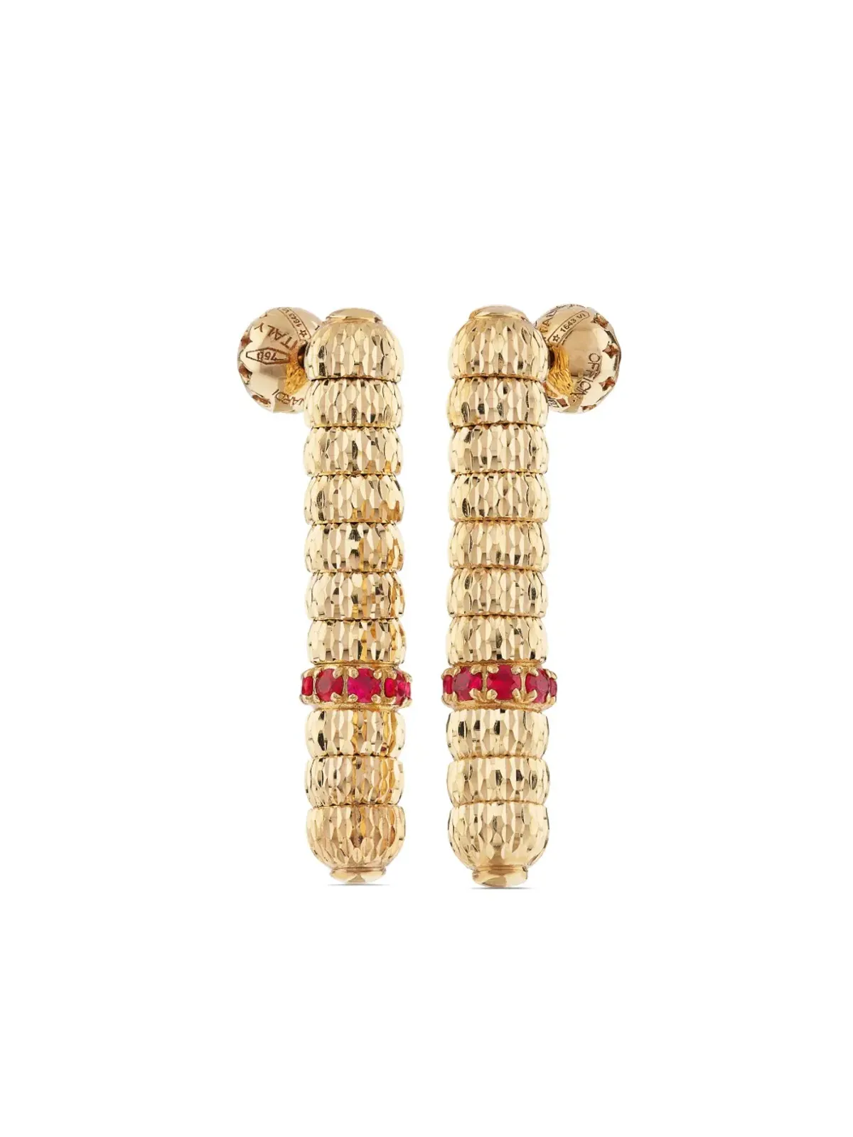 Officina Bernardi 18K イエローゴールド エニグマ ルビー ドロップ ピアス - 画像1