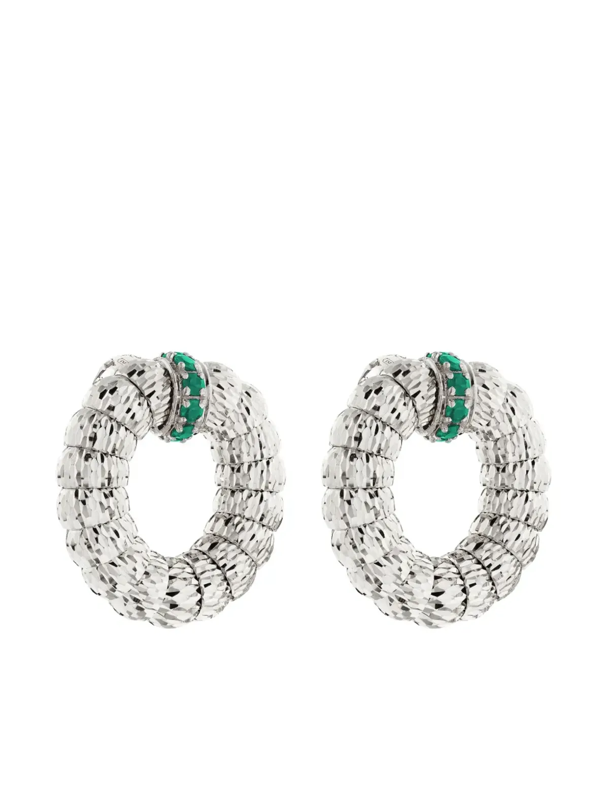 Officina Bernardi 18Kホワイトゴールド エニグマ エメラルド フープピアス - 画像1