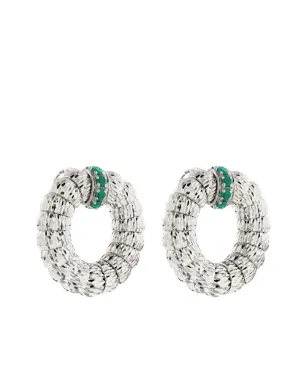 Officina Bernardi 18Kホワイトゴールド エニグマ エメラルド フープピアス - サムネイル1