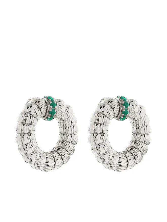 Officina Bernardi Officina Bernardi 18Kホワイトゴールド エニグマ エメラルド フープピアスの商品画像