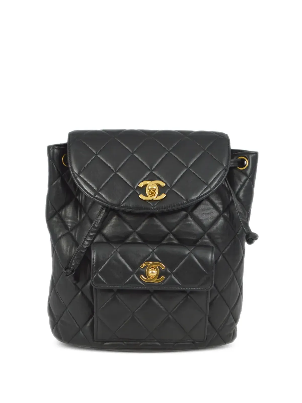 CHANEL ビンテージ 1997年 大型 Duma キルティング バックパック - ブラック - 画像1