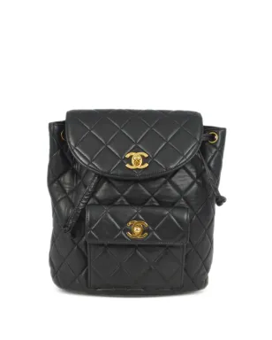 CHANEL ビンテージ 1997年 大型 Duma キルティング バックパック - ブラック - サムネイル1