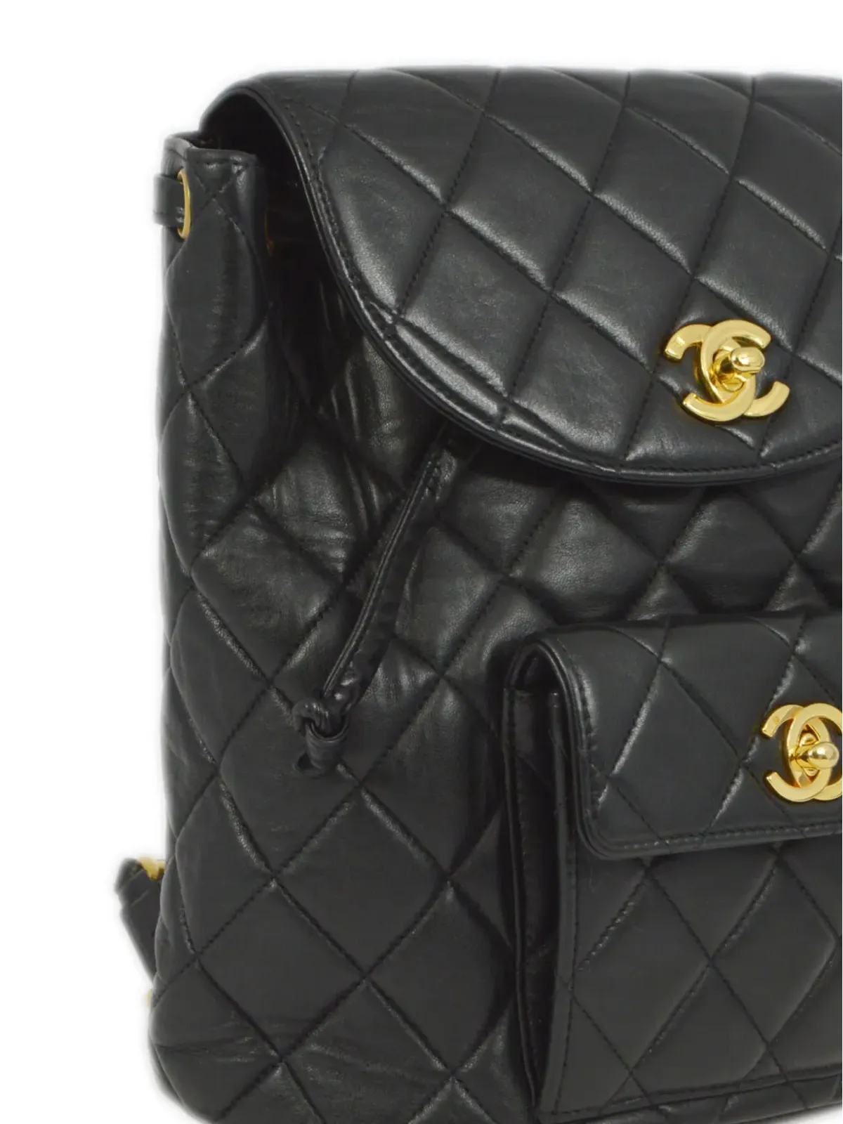 CHANEL ビンテージ 1997年 大型 Duma キルティング バックパック - ブラック - 画像3