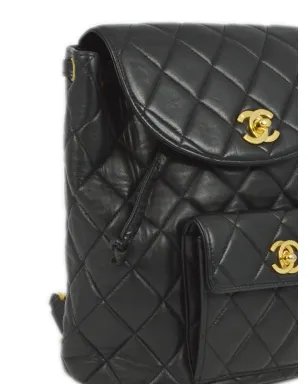CHANEL ビンテージ 1997年 大型 Duma キルティング バックパック - ブラック - サムネイル3