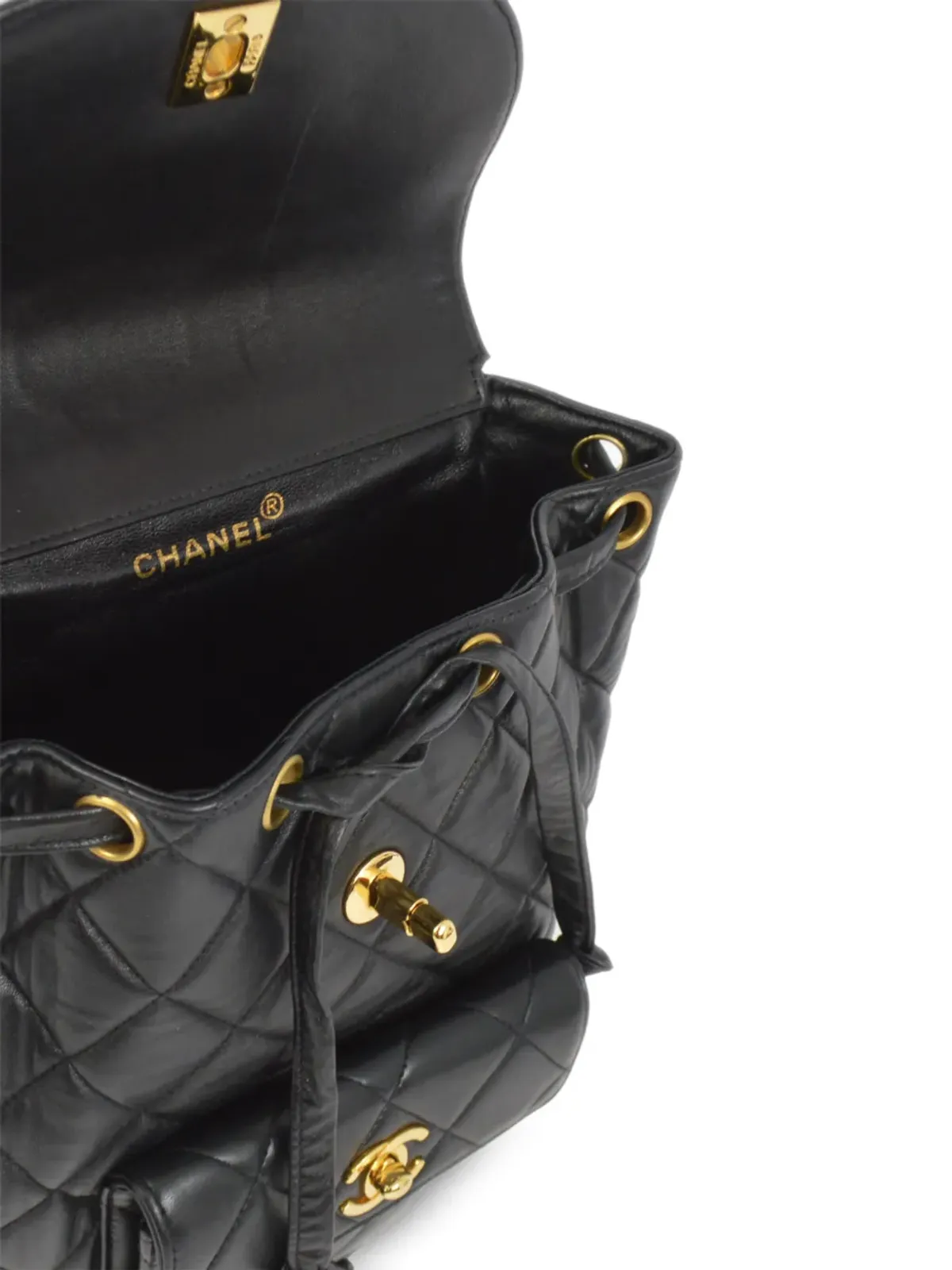 CHANEL ビンテージ 1997年 大型 Duma キルティング バックパック - ブラック - 画像4