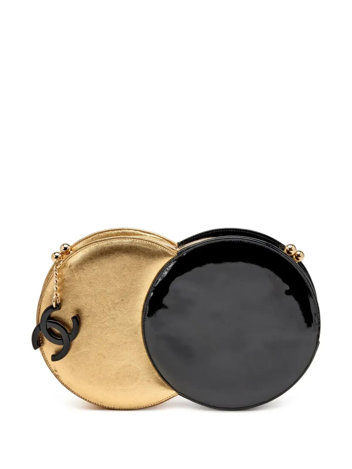 CHANEL ビンテージ ダブルサークル メタリック クラッチバッグ - 画像1